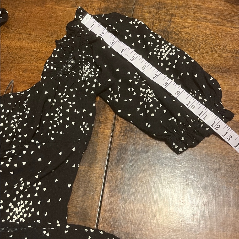 Anthropologie Black and White Heart Pattern Empire Waist Dress - Picture 15 of 16